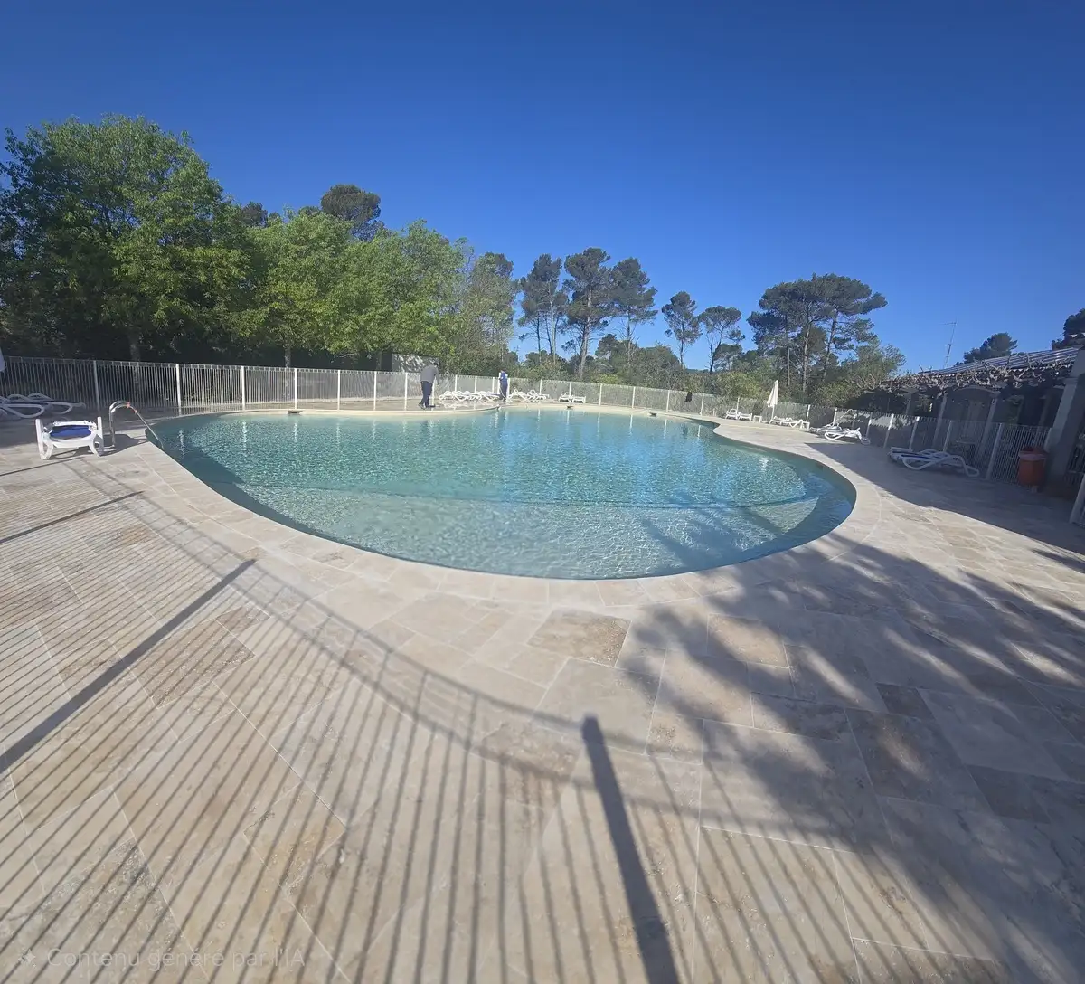 Am�nagement de piscine en travertin multiformats